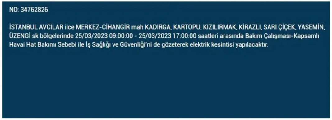 İstanbullular dikkat! Yarın bu ilçelerde elektrikler kesilecek 31